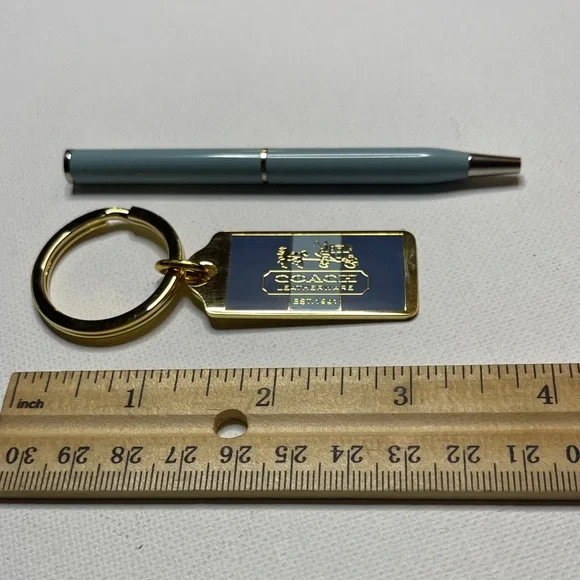 Coach Gold and Blue Leatherware Keychain and Coach Pen - Picture 3 of 5